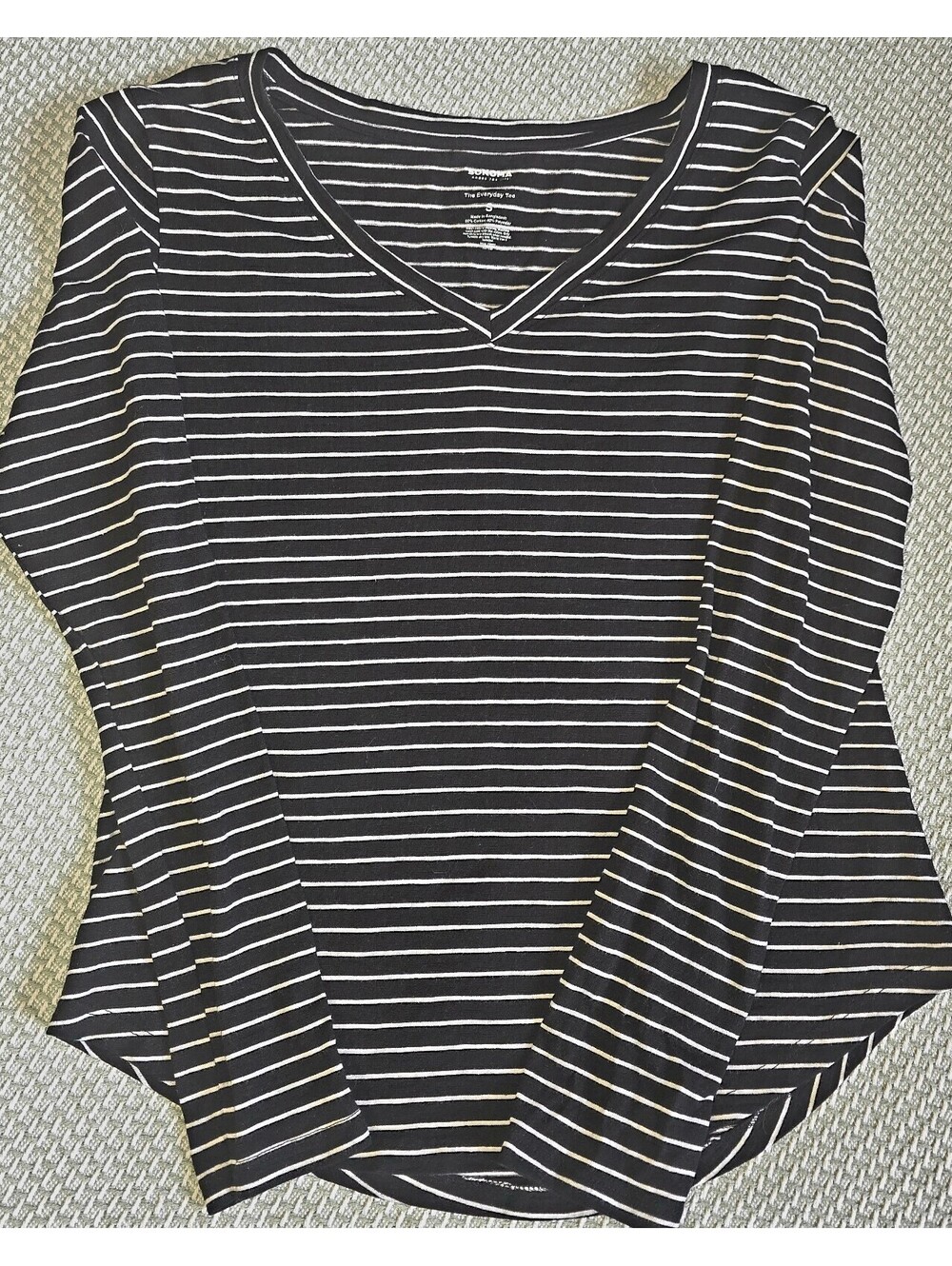 Sonoma black and white striped long sleeve t-shirt size small